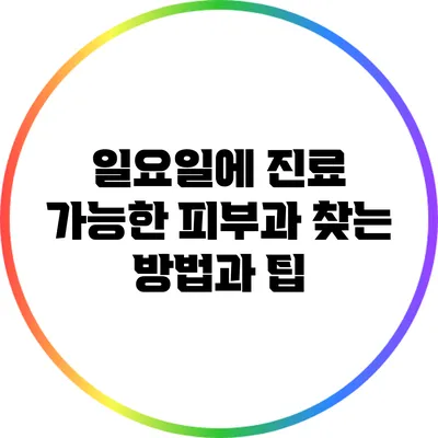 일요일에 진료 가능한 피부과 찾는 방법과 팁