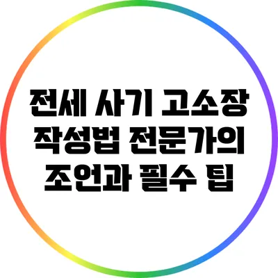 전세 사기 고소장 작성법: 전문가의 조언과 필수 팁
