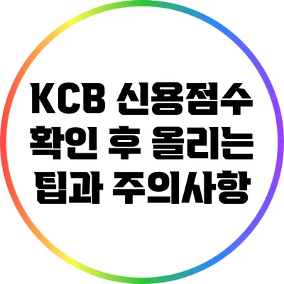 KCB 신용점수 확인 후 올리는 팁과 주의사항