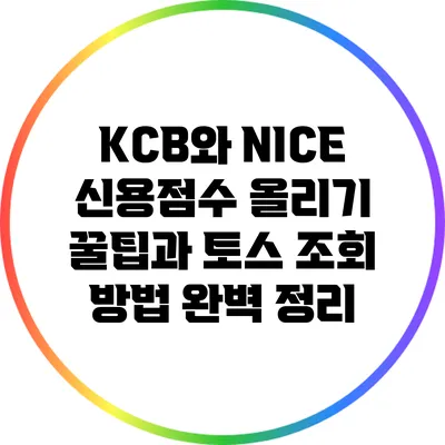 KCB와 NICE 신용점수 올리기: 꿀팁과 토스 조회 방법 완벽 정리