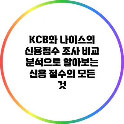 KCB와 나이스의 신용점수 조사: 비교 분석으로 알아보는 신용 점수의 모든 것