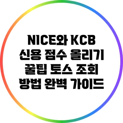 NICE와 KCB 신용 점수 올리기 꿀팁: 토스 조회 방법 완벽 가이드