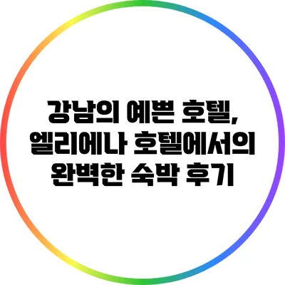 강남의 예쁜 호텔, 엘리에나 호텔에서의 완벽한 숙박 후기