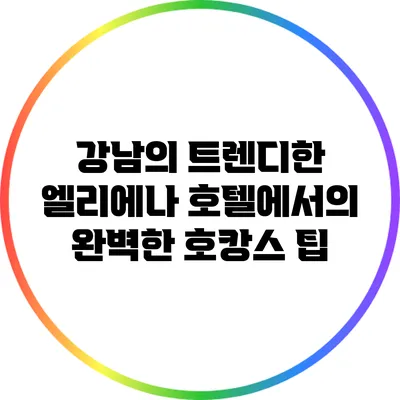 강남의 트렌디한 엘리에나 호텔에서의 완벽한 호캉스 팁