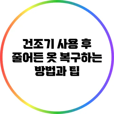 건조기 사용 후 줄어든 옷 복구하는 방법과 팁