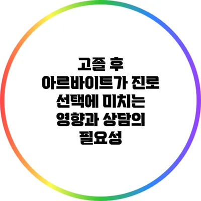 고졸 후 아르바이트가 진로 선택에 미치는 영향과 상담의 필요성