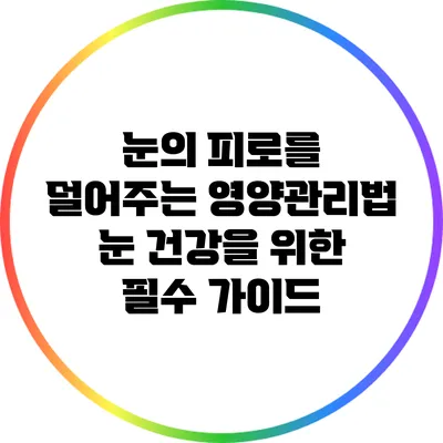 눈의 피로를 덜어주는 영양관리법: 눈 건강을 위한 필수 가이드