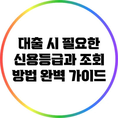 대출 시 필요한 신용등급과 조회 방법 완벽 가이드