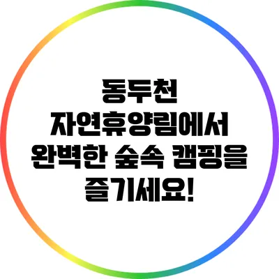 동두천 자연휴양림에서 완벽한 숲속 캠핑을 즐기세요!
