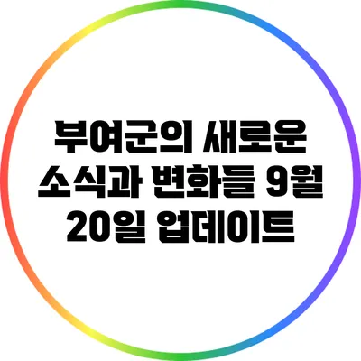 부여군의 새로운 소식과 변화들: 9월 20일 업데이트