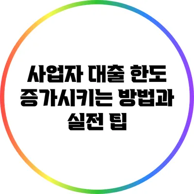 사업자 대출 한도 증가시키는 방법과 실전 팁