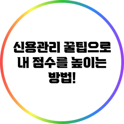 신용관리 꿀팁으로 내 점수를 높이는 방법!