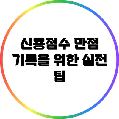 신용점수 만점 기록을 위한 실전 팁
