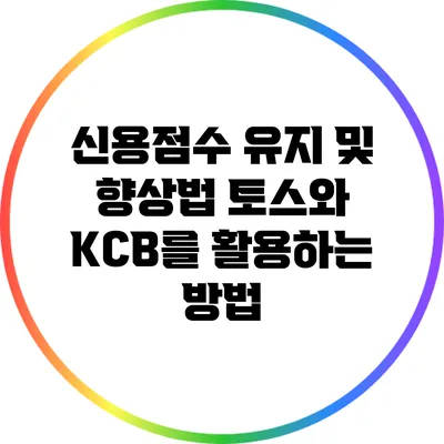 신용점수 유지 및 향상법: 토스와 KCB를 활용하는 방법