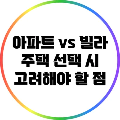 아파트 vs 빌라: 주택 선택 시 고려해야 할 점