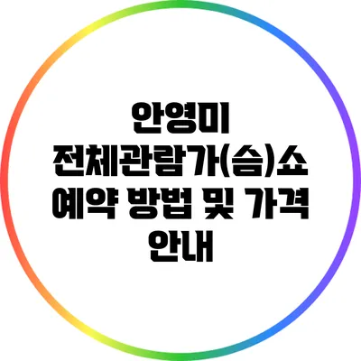 안영미 전체관람가(슴)쇼: 예약 방법 및 가격 안내