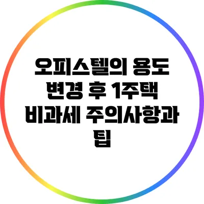 오피스텔의 용도 변경 후 1주택 비과세 주의사항과 팁