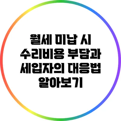 월세 미납 시 수리비용 부담과 세입자의 대응법 알아보기