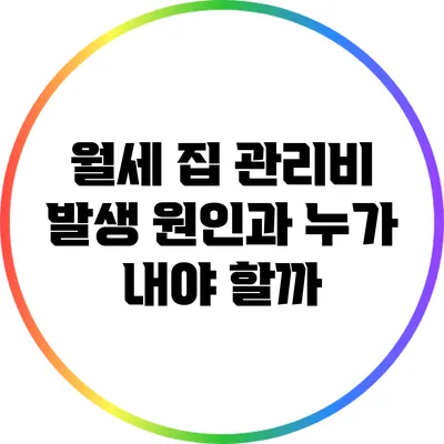 월세 집 관리비: 발생 원인과 누가 내야 할까?