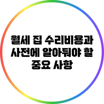 월세 집 수리비용과 사전에 알아둬야 할 중요 사항