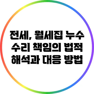 전세, 월세집 누수 수리 책임의 법적 해석과 대응 방법