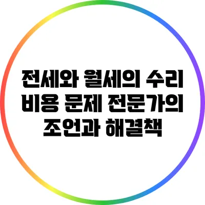 전세와 월세의 수리 비용 문제: 전문가의 조언과 해결책