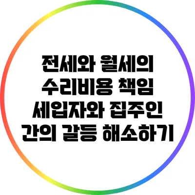 전세와 월세의 수리비용 책임: 세입자와 집주인 간의 갈등 해소하기