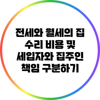 전세와 월세의 집 수리 비용 및 세입자와 집주인 책임 구분하기