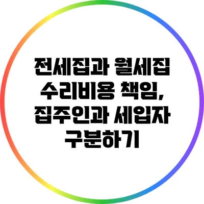 전세집과 월세집 수리비용 책임, 집주인과 세입자 구분하기