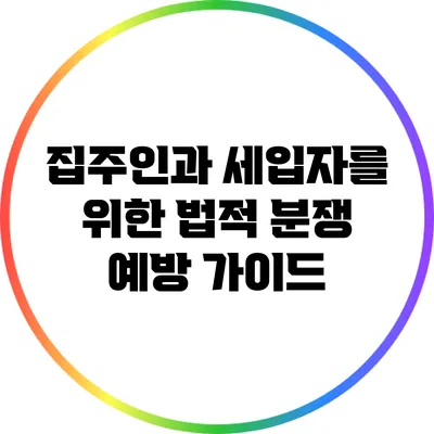 집주인과 세입자를 위한 법적 분쟁 예방 가이드