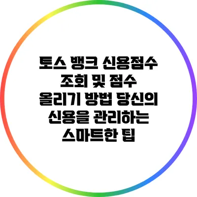 토스 뱅크 신용점수 조회 및 점수 올리기 방법: 당신의 신용을 관리하는 스마트한 팁