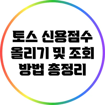 토스 신용점수 올리기 및 조회 방법 총정리