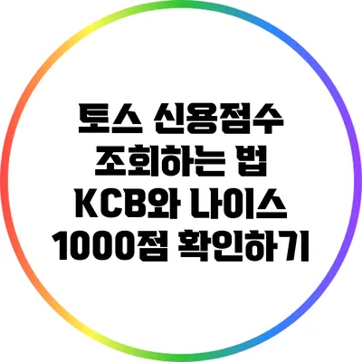 토스 신용점수 조회하는 법: KCB와 나이스 1000점 확인하기