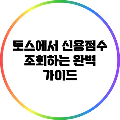 토스에서 신용점수 조회하는 완벽 가이드
