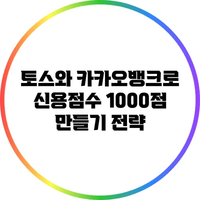 토스와 카카오뱅크로 신용점수 1000점 만들기 전략