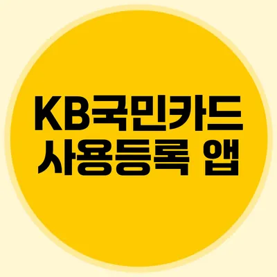 KB국민카드 사용등록 앱