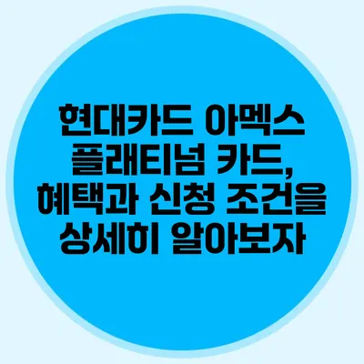현대카드 아멕스 플래티넘 카드, 혜택과 신청 조건을 상세히 알아보자