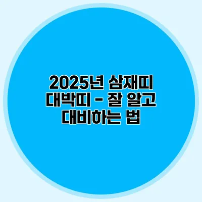 2025년 삼재띠 대박띠 - 잘 알고 대비하는 법