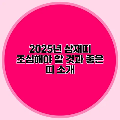 2025년 삼재띠 조심해야 할 것과 좋은 띠 소개