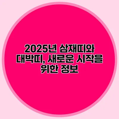 2025년 삼재띠와 대박띠, 새로운 시작을 위한 정보