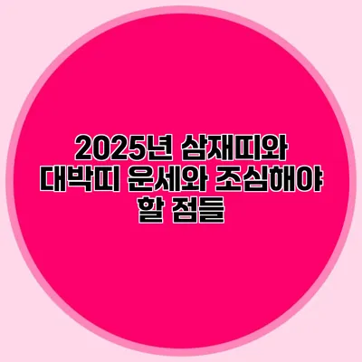 2025년 삼재띠와 대박띠: 운세와 조심해야 할 점들