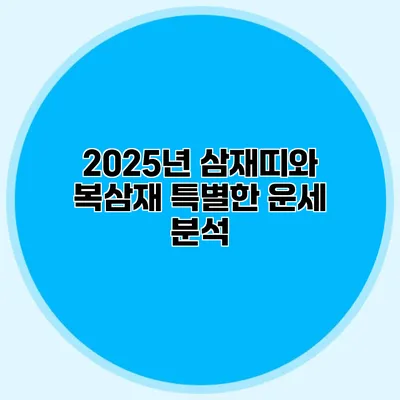2025년 삼재띠와 복삼재 특별한 운세 분석