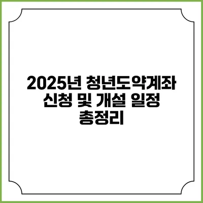 2025년 청년도약계좌 신청 및 개설 일정 총정리