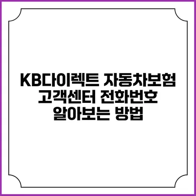 KB다이렉트 자동차보험 고객센터 전화번호 알아보는 방법