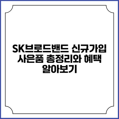 SK브로드밴드 신규가입 사은품 총정리와 혜택 알아보기