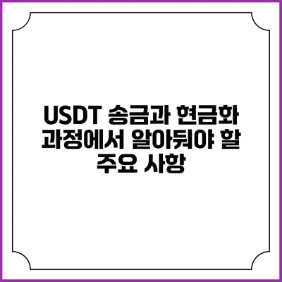 USDT 송금과 현금화 과정에서 알아둬야 할 주요 사항