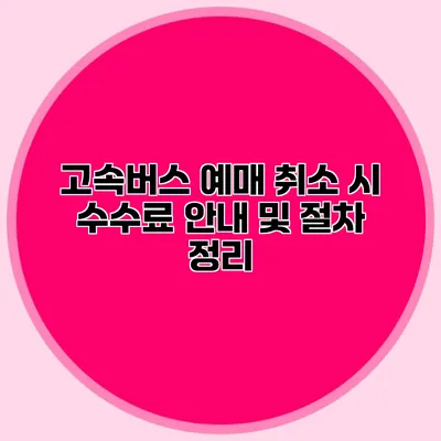 고속버스 예매 취소 시 수수료 안내 및 절차 정리