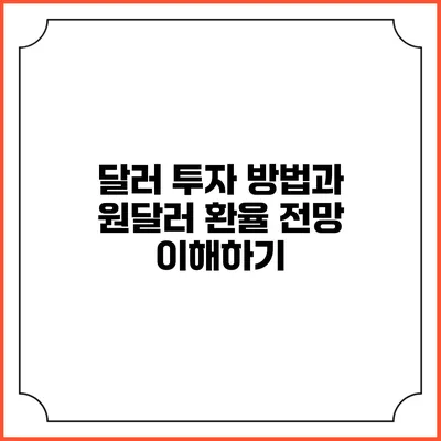 달러 투자 방법과 원달러 환율 전망 이해하기