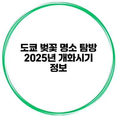 도쿄 벚꽃 명소 탐방 2025년 개화시기 정보