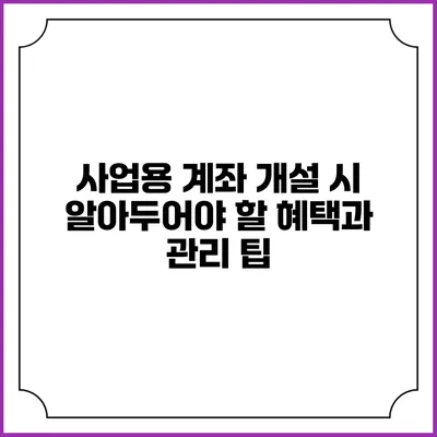 사업용 계좌 개설 시 알아두어야 할 혜택과 관리 팁